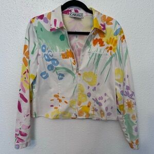 Vintage Carlisle Pink Floral Colorful Zip Up Jacket Size 6